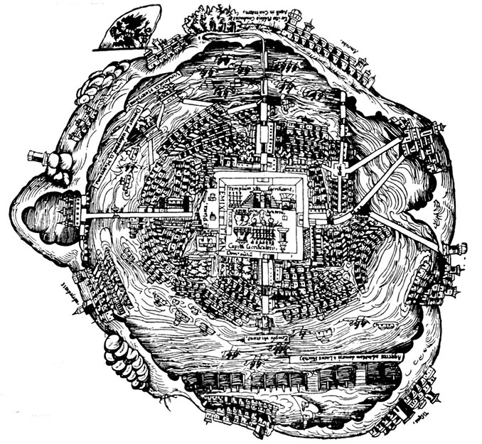 Карта Теночтитлана, составленная при участии Кортеса