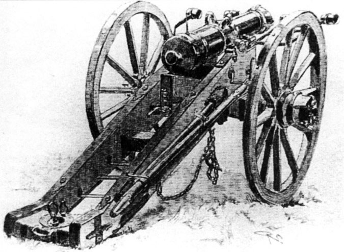 Австрийская бронзовая 3-фунтовая полевая пушка на лафете