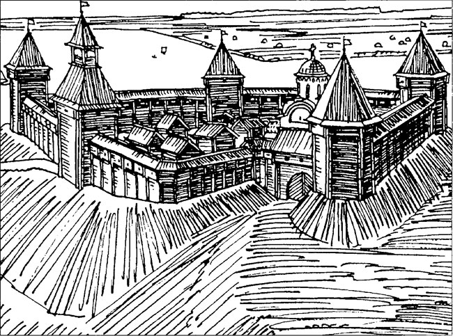 Реконструкция деревянного города Ольгова на Оке, XIII в.