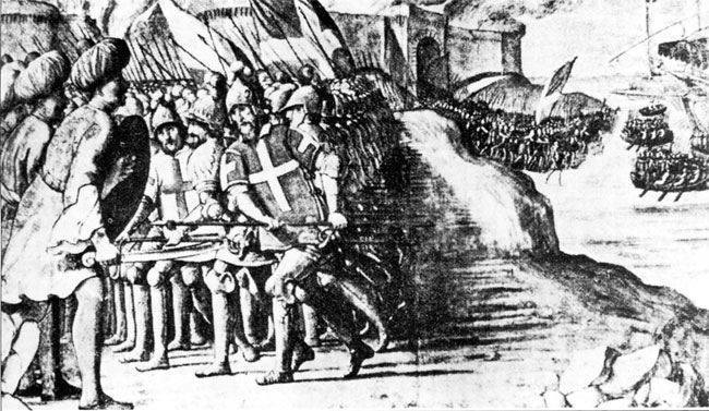 Падение Акры в 1291 г., рисунок XVI в.