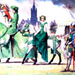 Сэр Джон Холланд на турнире 1390 года в Смитфилде (справа)