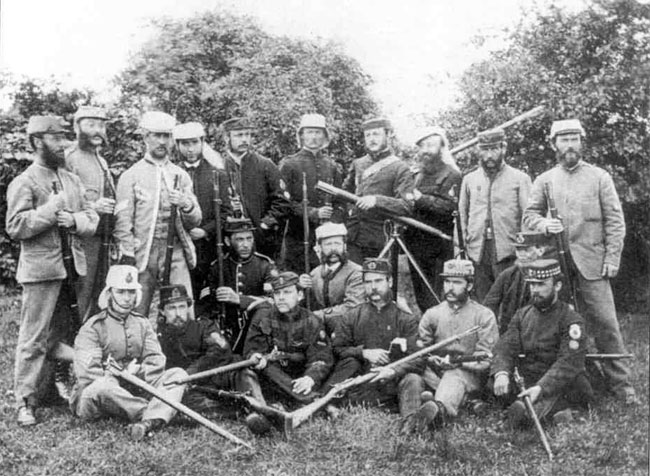 Группа британских стрелков-добровольцев, 1870 год.