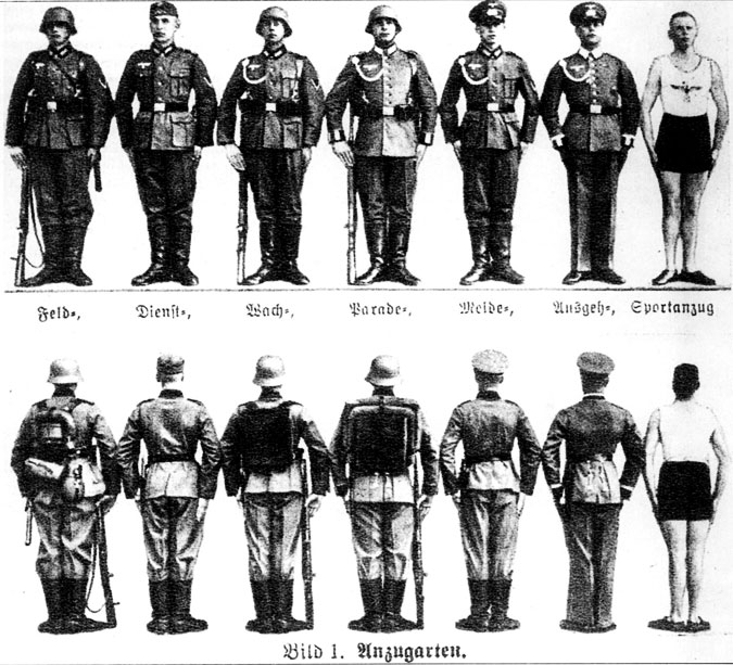 Страничка из Reibert, устанавливающая форму одежды военнослужащего германской армии, 1939 г.