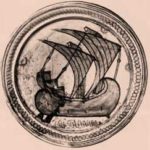 Керамическая пластина с изображением коринфского торгового судна, XIII век.