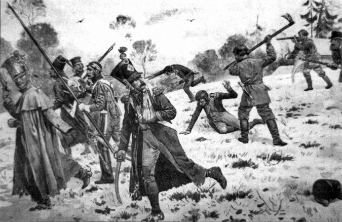 Партизанский отряд нападает на отступающих французов, 1812 год