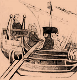 Annales de Genes, конец XII века. Двухмачтовый торговый корабль.