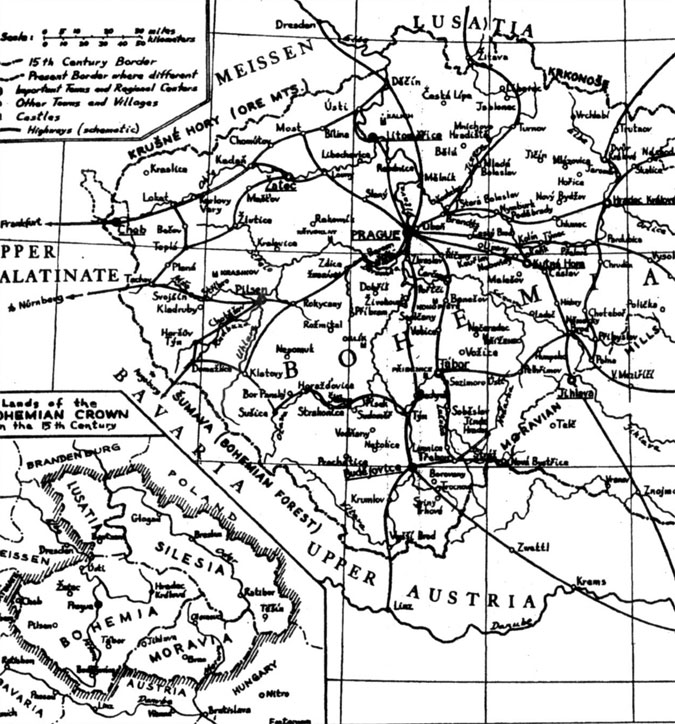 Карта Богемии XV в