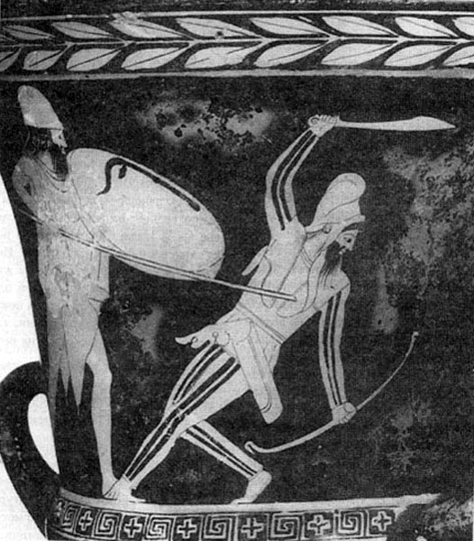 Изображение персидского лучника. Античная ваза, 460 г. до н.э.