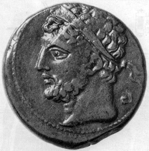 Нумидийская монета с профилем царя Сифакса
