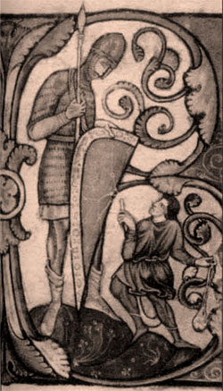Давид и Голиаф, из псалтыря «Ла Шарите», район Луары, конец XII века