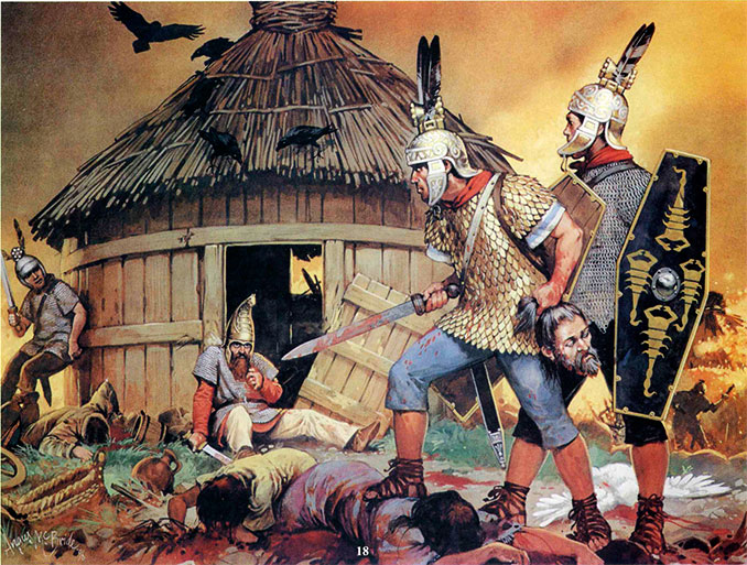 Кельты на службе у Рима разоряют поселение маркоманов, конец II в. н.э.