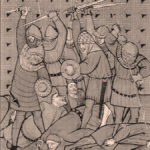 Французские солдаты убивают восставших крестьян. Крестьяне изображены в одежде горожан среднего класса. Солдаты также хорошо экипированы, видны различные типы шлемов, в том числе чешуйчатый