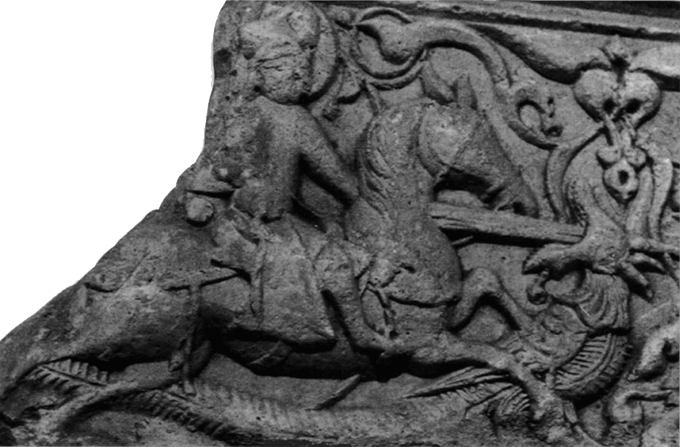 Рельеф XII-XIII вв., изображающий охоту.