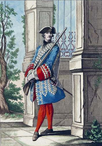 Рядовой роты охраны дверей короля, 1750 г.