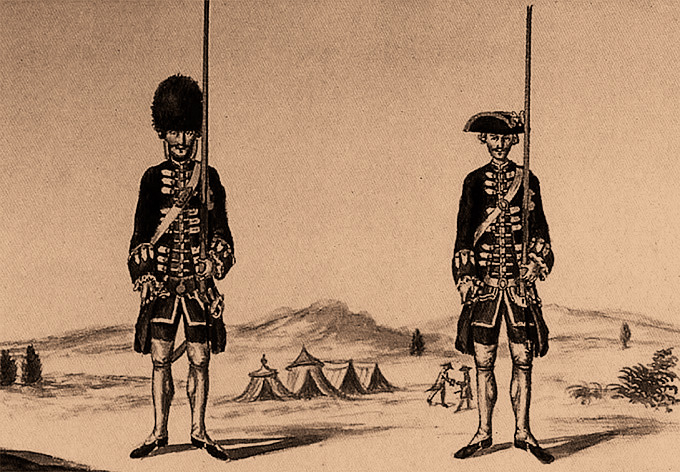 Гренадер и фузилер французского гвардейского полка, 1760 г.